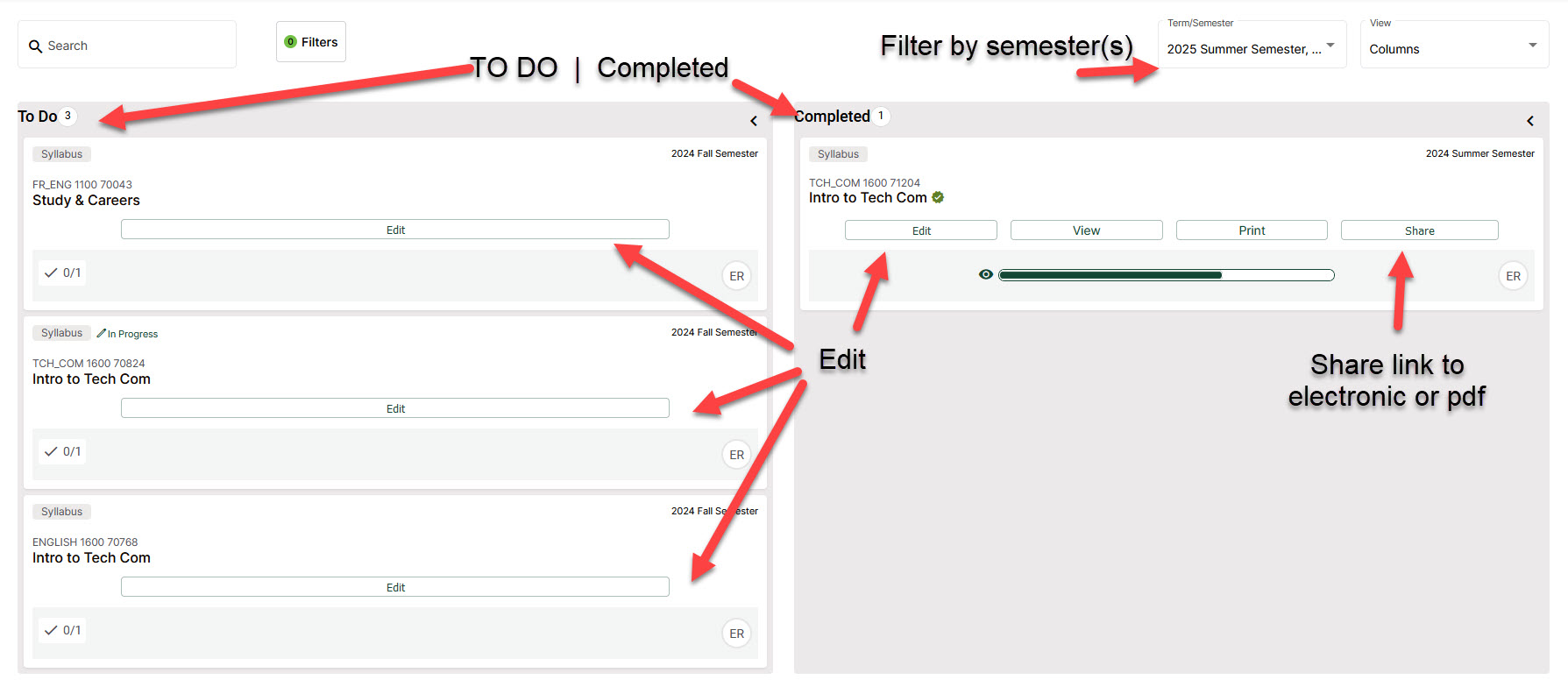 Instructor Simple Syllabus Dashboard