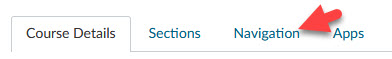 Navigation tab on the Canvas course setting page