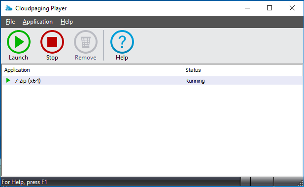 Cloudpaging status window.