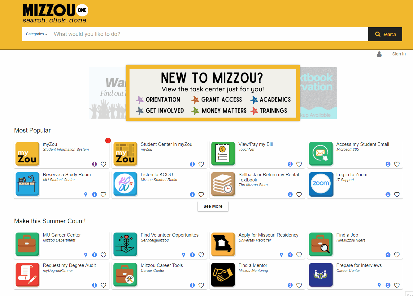 mizzou one placeholder for myS&T homepage